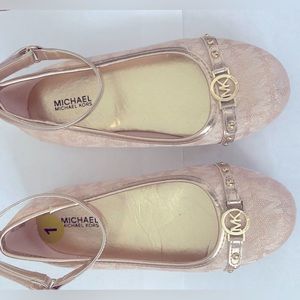 Michael Kors Tan Ballet Flats Ankle Strap Youth Girl's - Size 1